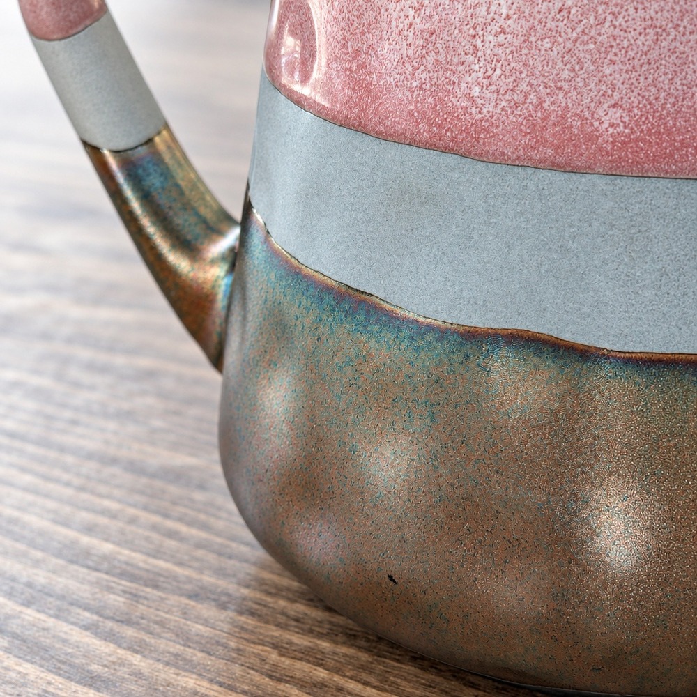 Rochelle Coffee Mug Pink Grey Bronze Hammered Ceramic Glaze - Picture 6 of 10